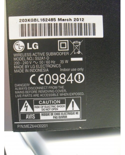 LG S52A1-D Wireless Bluetooth Subwoofer 35W